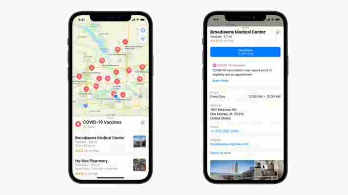 Apple Maps and Siri now show you where to get vaccinated in the US